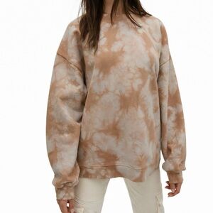 ARITZIA 3 Tna cozy fleece mega crewneck sweatshirt 0301 beige tie dye
